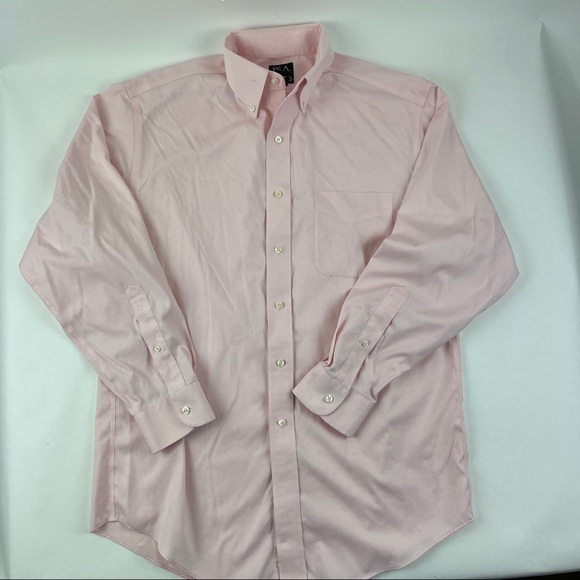 Jos A Bank Dress Shirt Mens 15.5-33 Pink Button Down Long Sleeve Pocket - Picture 1 of 9